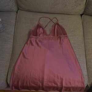 Elegant Mauve Lace Trim Chemise